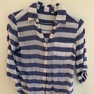 NY&Co white with blue striped shirt